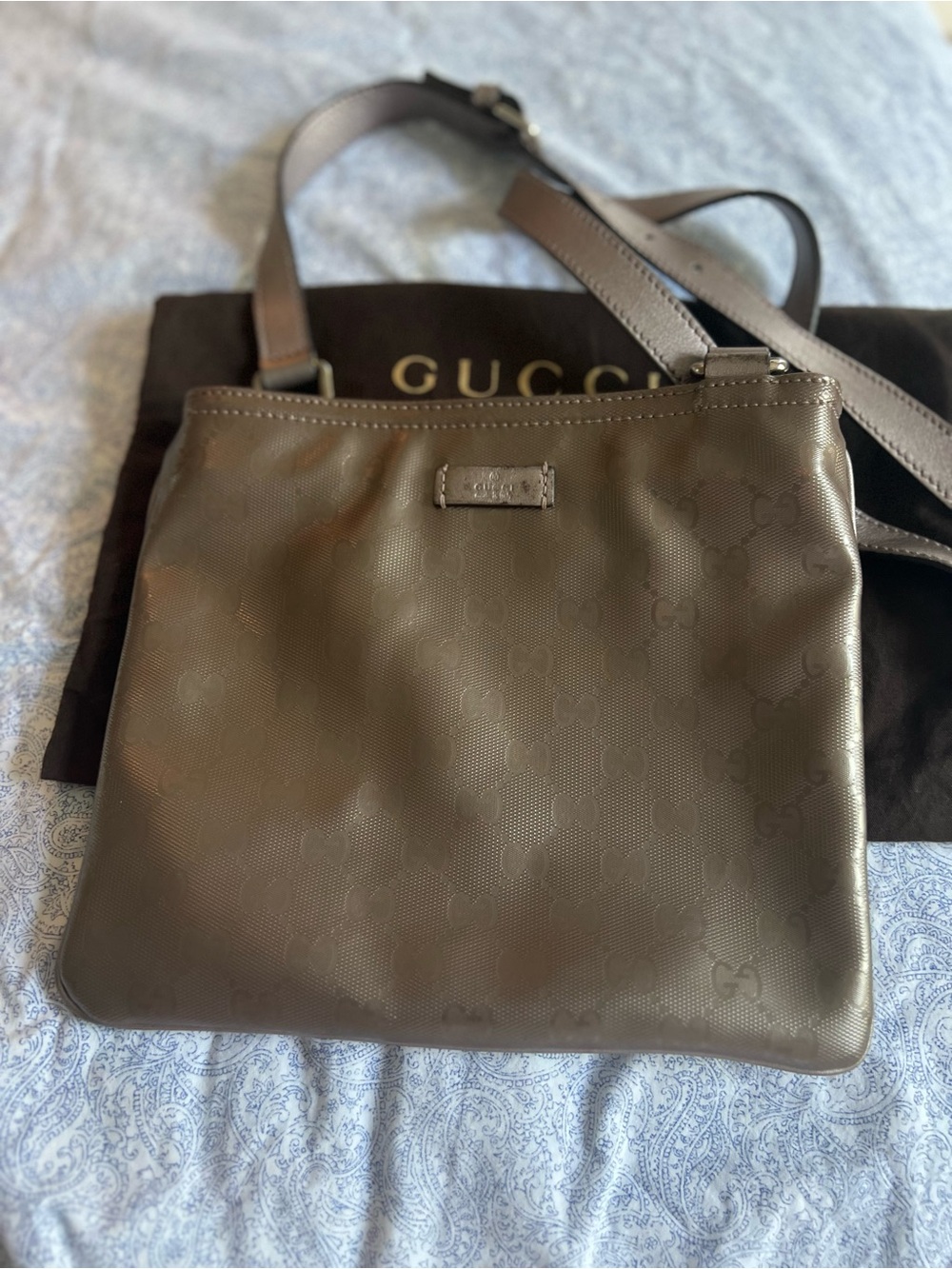 Gucci Olive Brown Monogram Crossbody Bag